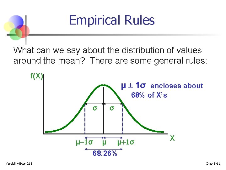 Empirical Rules What can we say about the distribution of values around the mean? Empirical Rules What can we say about the distribution of values around the mean?