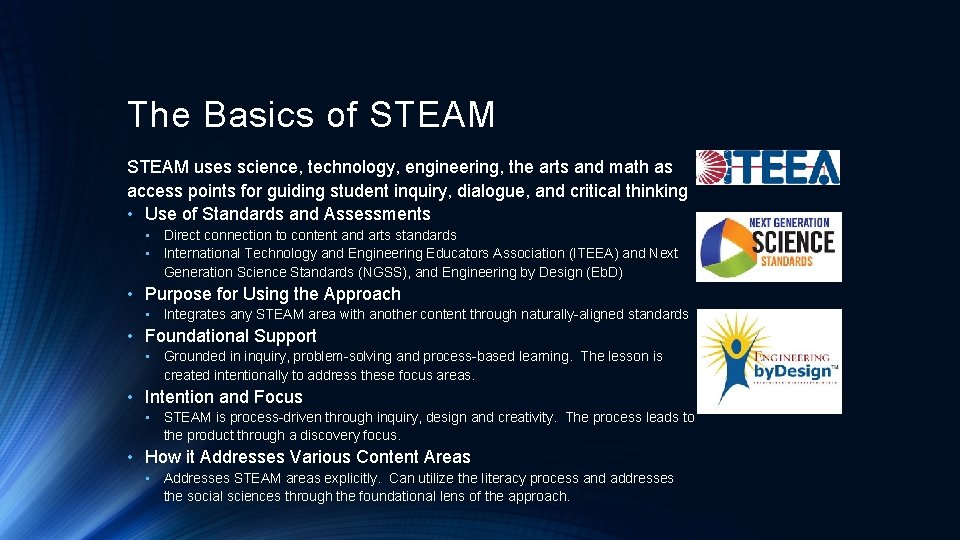 The Basics of STEAM uses science, technology, engineering, the arts and math as access