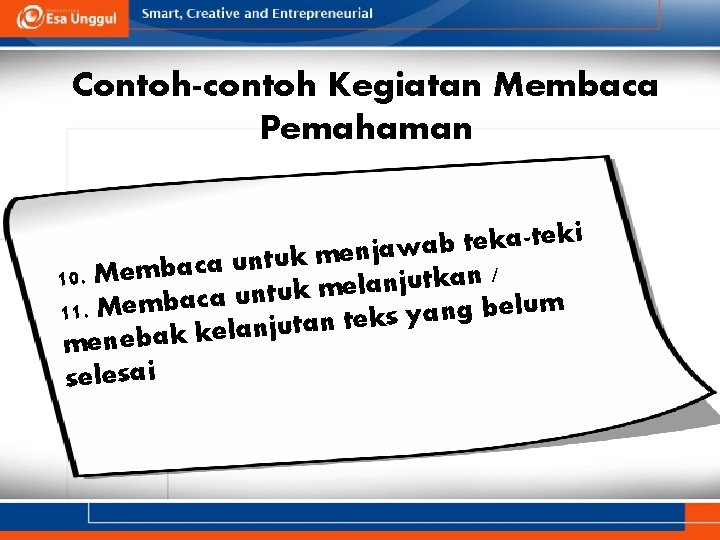 Contoh-contoh Kegiatan Membaca Pemahaman ki e t a k e t b a jaw