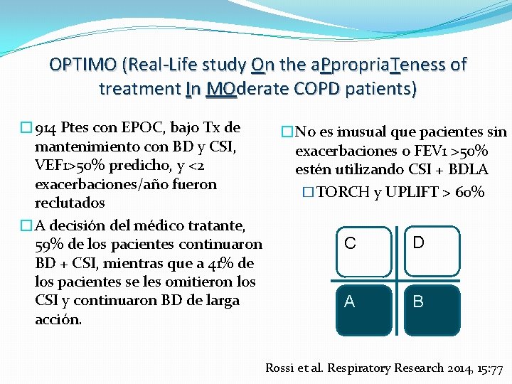 OPTIMO (Real-Life study On the a. Ppropria. Teness of treatment In MOderate COPD patients)