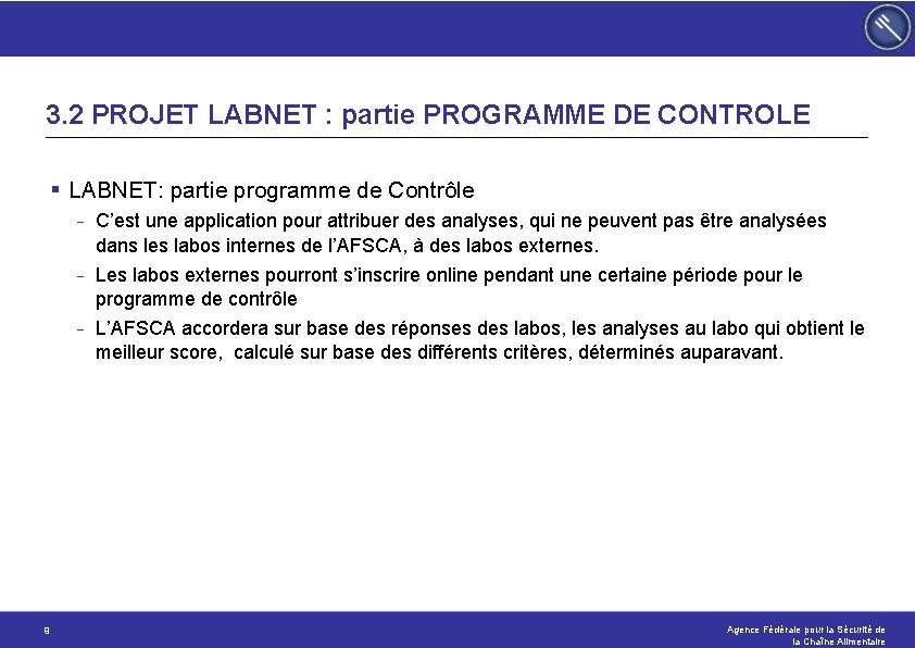 3. 2 PROJET LABNET : partie PROGRAMME DE CONTROLE § LABNET: partie programme de