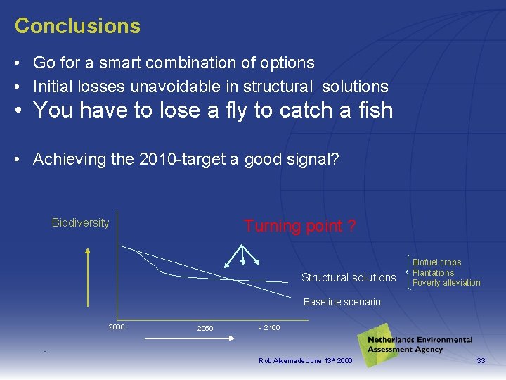 Conclusions • Go for a smart combination of options • Initial losses unavoidable in