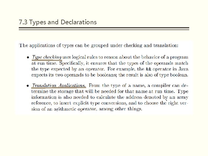 7. 3 Types and Declarations 