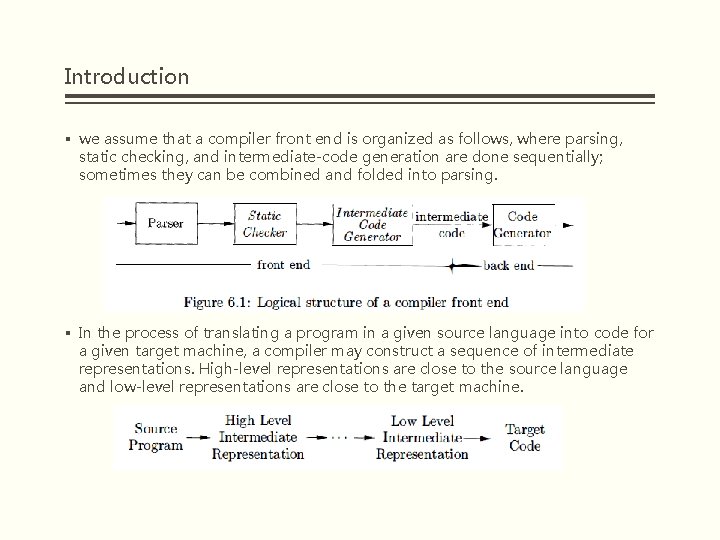 Introduction § we assume that a compiler front end is organized as follows, where Introduction § we assume that a compiler front end is organized as follows, where