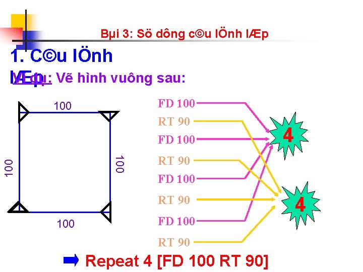 Bµi 3: Sö dông c©u lÖnh lÆp 1. C©u lÖnh Ví dụ: Vẽ hình