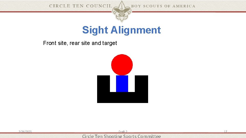 Sight Alignment Front site, rear site and target 2/26/2021 Draft 2 17 