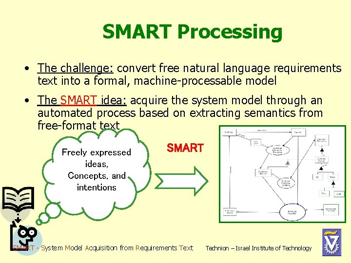 SMART Processing • The challenge: convert free natural language requirements text into a formal, SMART Processing • The challenge: convert free natural language requirements text into a formal,