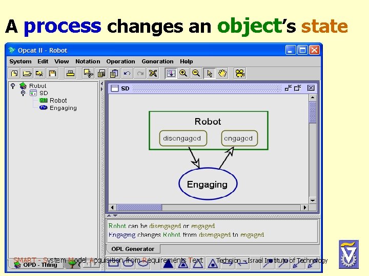 A process changes an object’s state SMART - System Model Acquisition from Requirements Text A process changes an object’s state SMART - System Model Acquisition from Requirements Text