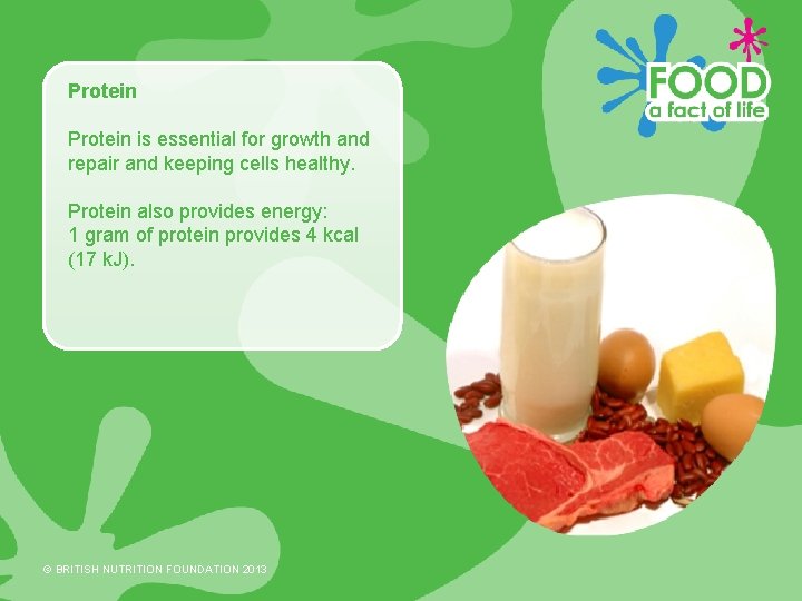 Protein is essential for growth and repair and keeping cells healthy. Protein also provides