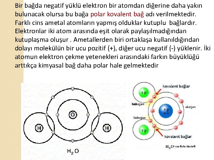 Bir bağda negatif yüklü elektron bir atomdan diğerine daha yakın bulunacak olursa bu bağa