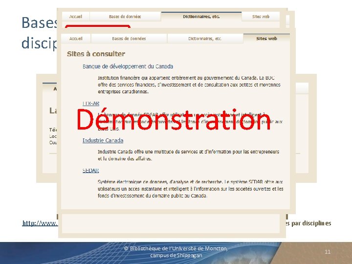Bases de données et ressources par disciplines 1 2 3 Utiles Démonstration Multidisciplinaires http: