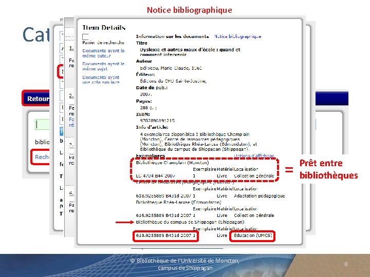 Notice bibliographique Catalogue Éloize = Prêt entre bibliothèques http: //eloize. umoncton. ca/ © Bibliothèque