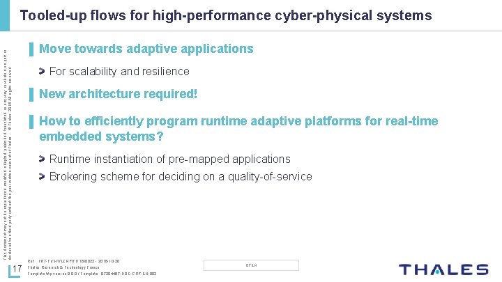 Tooled-up flows for high-performance cyber-physical systems This document may not be reproduced, modified, adapted,