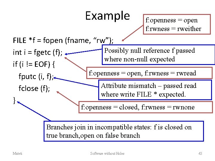 Example f: openness = open f: rwness = rweither FILE *f = fopen (fname,