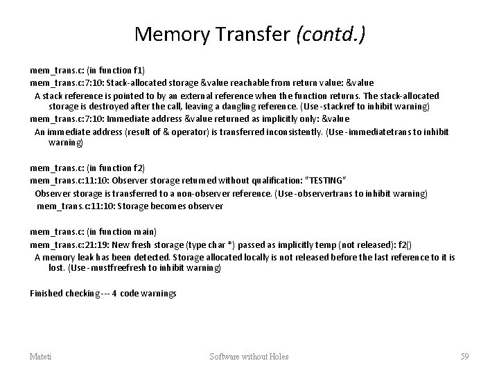 Memory Transfer (contd. ) mem_trans. c: (in function f 1) mem_trans. c: 7: 10: