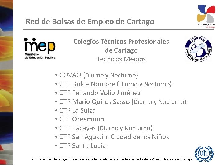Red de Bolsas de Empleo de Cartago Colegios Técnicos Profesionales de Cartago Técnicos Medios