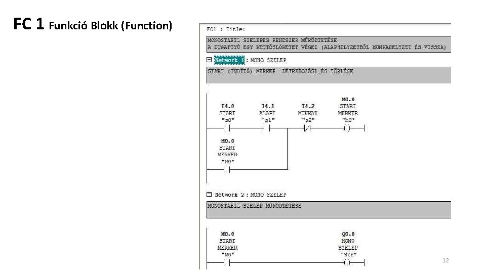 FC 1 Funkció Blokk (Function) 12 