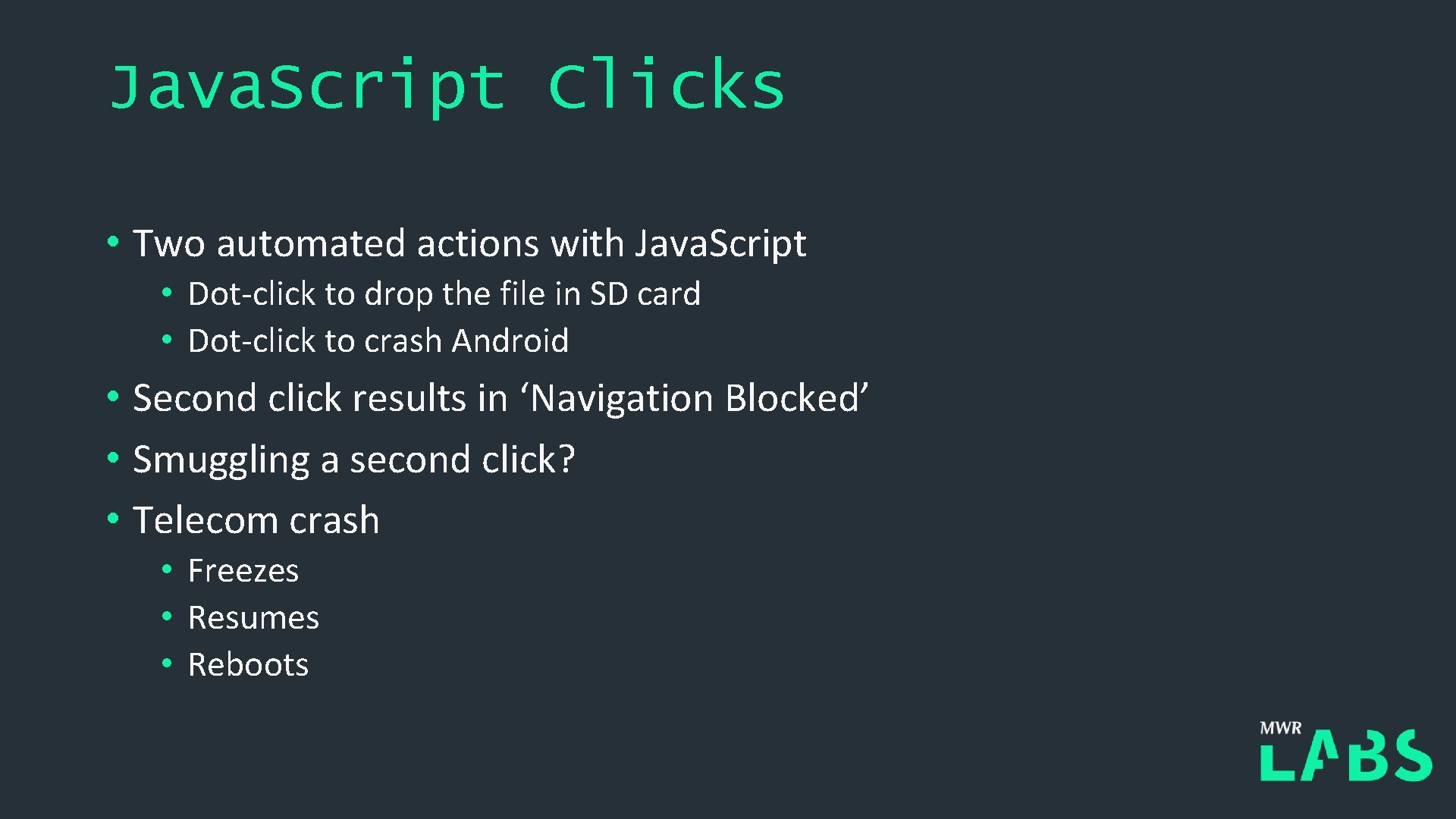 Java. Script Clicks • Two automated actions with Java. Script • Dot-click to drop