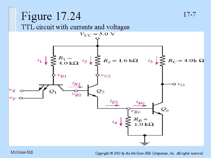 Figure 17. 24 17 -7 TTL circuit with currents and voltages Mc. Graw-Hill Copyright