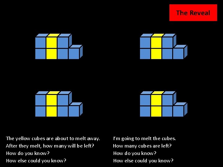 20 The Reveal The yellow cubes are about to melt away. After they melt,