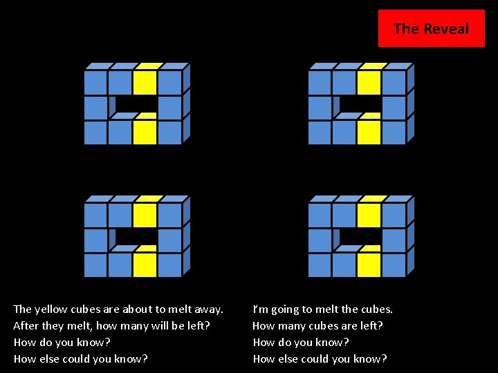 32 The Reveal The yellow cubes are about to melt away. After they melt,