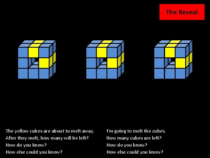 36 The Reveal The yellow cubes are about to melt away. After they melt,