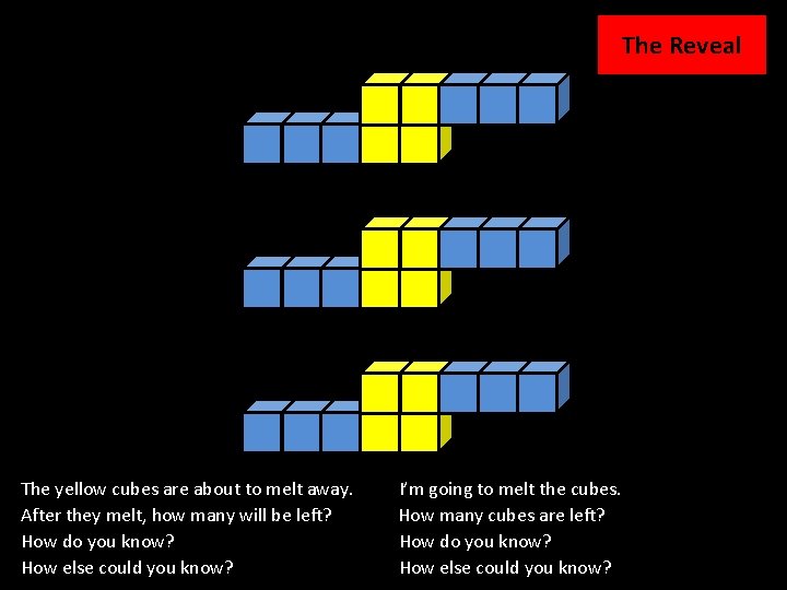 18 The Reveal The yellow cubes are about to melt away. After they melt,