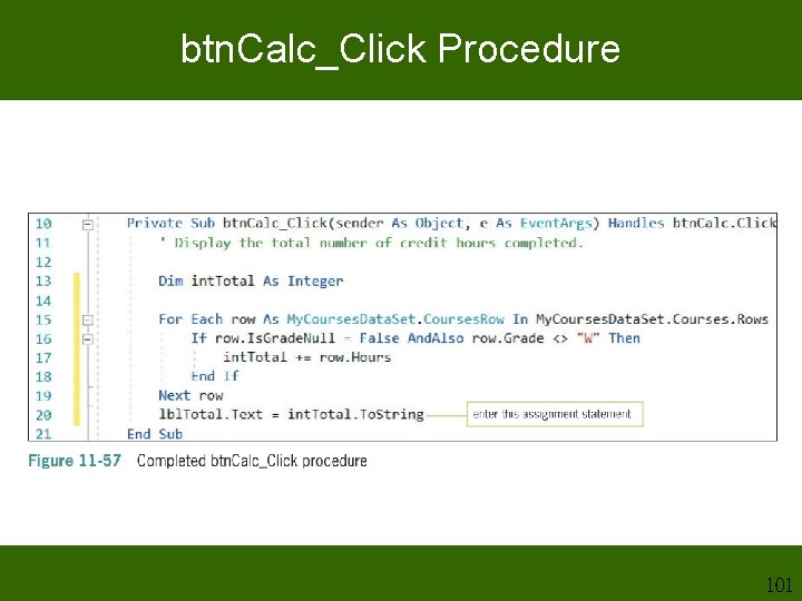 btn. Calc_Click Procedure 101 btn. Calc_Click Procedure 101