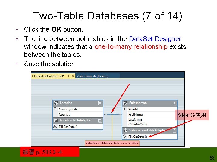 Two-Table Databases (7 of 14) • Click the OK button. • The line between Two-Table Databases (7 of 14) • Click the OK button. • The line between