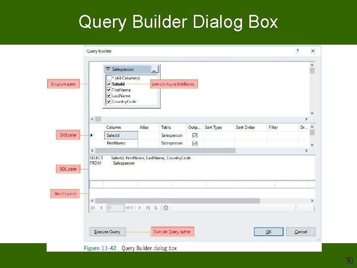 Query Builder Dialog Box 70 Query Builder Dialog Box 70
