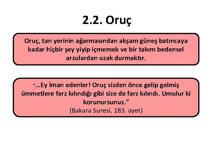 2. 2. Oruç, tan yerinin ağarmasından akşam güneş batıncaya kadar hiçbir şey yiyip içmemek