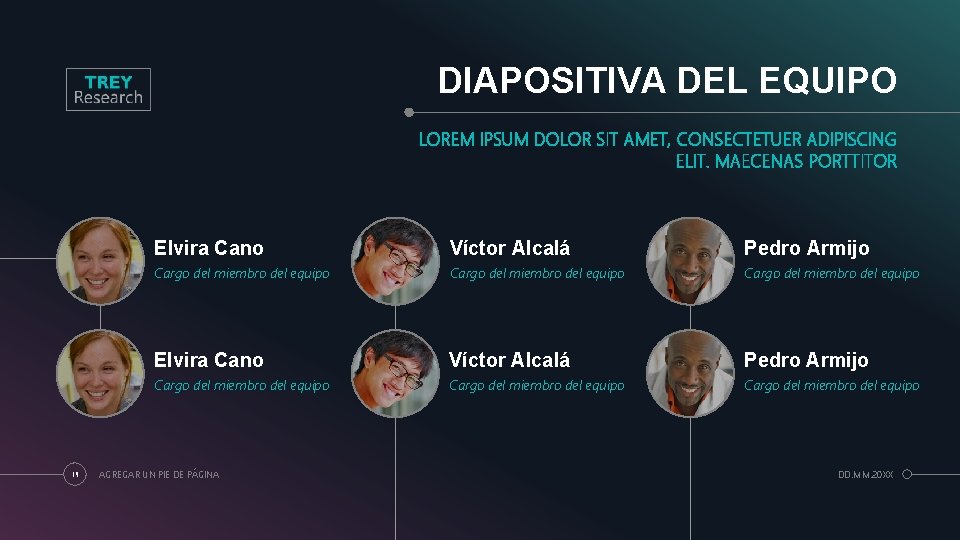 DIAPOSITIVA DEL EQUIPO LOREM IPSUM DOLOR SIT AMET, CONSECTETUER ADIPISCING ELIT. MAECENAS PORTTITOR 19