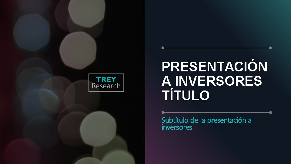 PRESENTACIÓN A INVERSORES TÍTULO Subtítulo de la presentación a inversores 