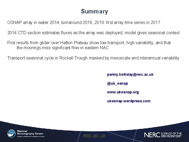 Summary OSNAP array in water 2014, turnaround 2016, 2018: first array time series in