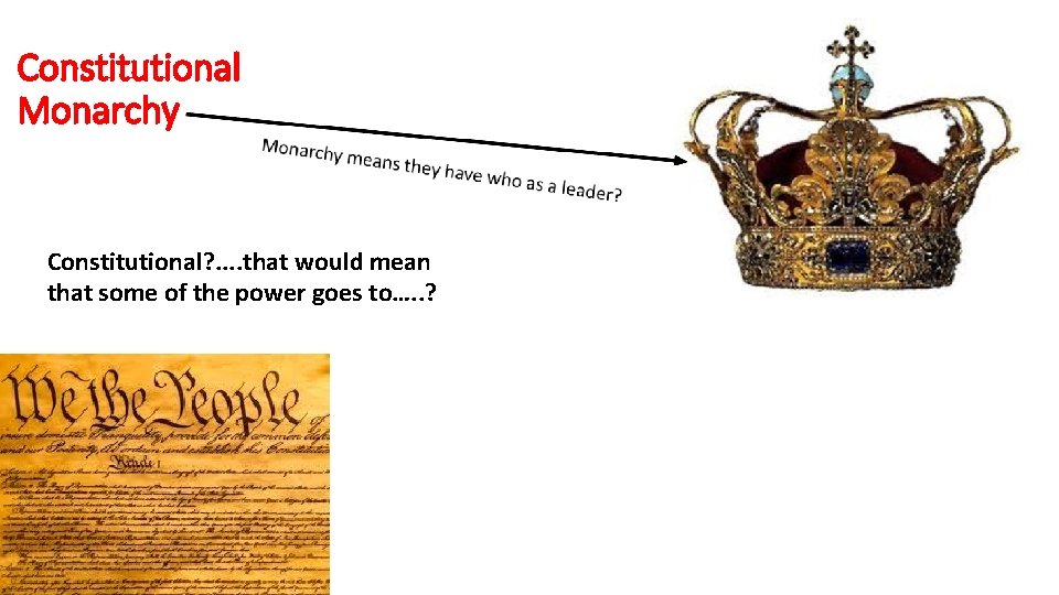 Constitutional Monarchy Constitutional? . . that would mean that some of the power goes