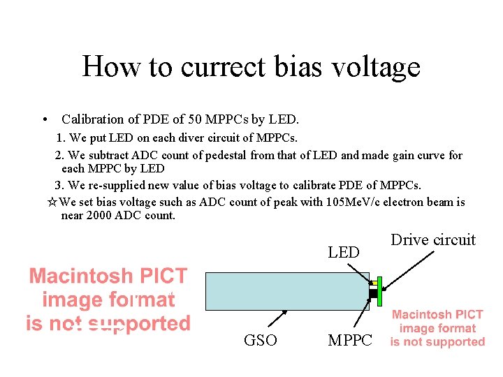 How to currect bias voltage • Calibration of PDE of 50 MPPCs by LED.