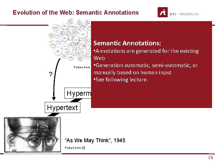 Evolution of the Web: Semantic Annotations Web of Data Semantic Annotations: ? • Annotations