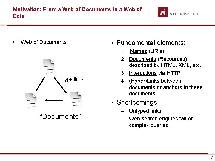 Motivation: From a Web of Documents to a Web of Data • Web of