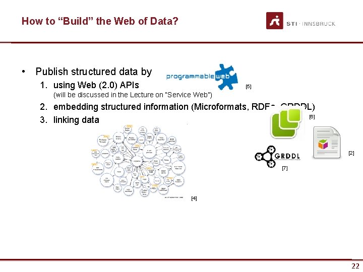 How to “Build” the Web of Data? • Publish structured data by 1. using