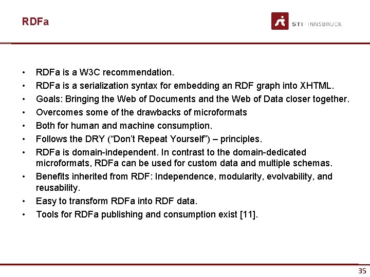 RDFa • • • RDFa is a W 3 C recommendation. RDFa is a