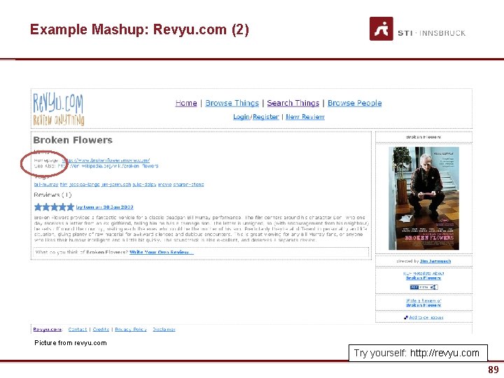 Example Mashup: Revyu. com (2) Picture from revyu. com Try yourself: http: //revyu. com