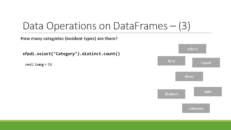 Data Operations on Data. Frames – (3) How many categories (incident types) are there?