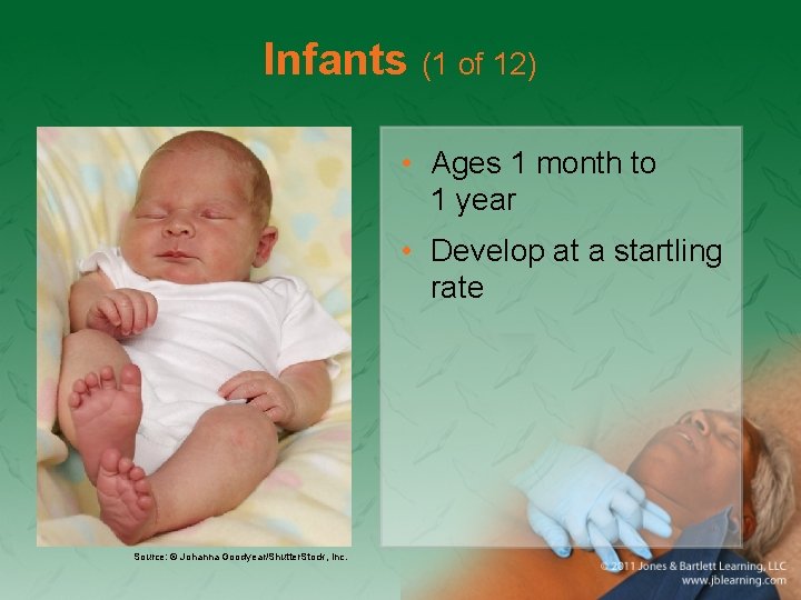 Infants (1 of 12) • Ages 1 month to 1 year • Develop at