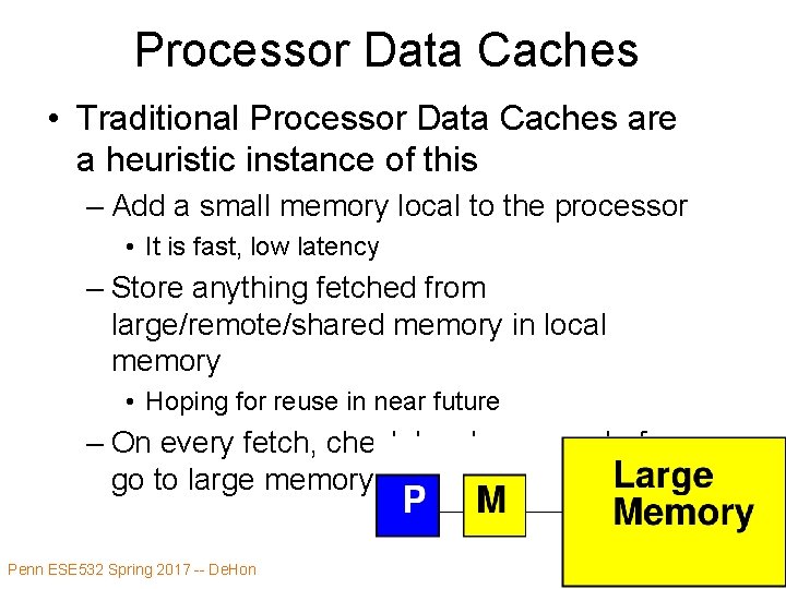 Processor Data Caches • Traditional Processor Data Caches are a heuristic instance of this