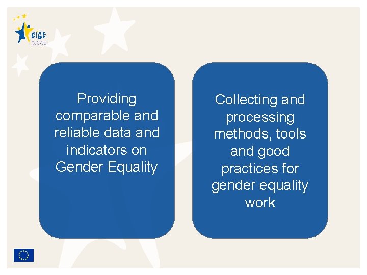 Providing comparable and reliable data and indicators on Gender Equality Collecting and processing methods,
