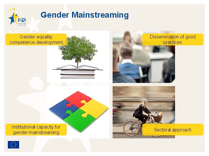 Gender Mainstreaming Gender equality competence development Dissemination of good practices Institutional capacity for gender