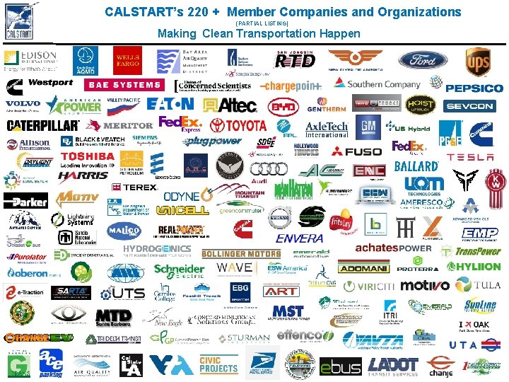 CALSTART’s 220 + Member Companies and Organizations (PARTIAL LISTING) Making Clean Transportation Happen 