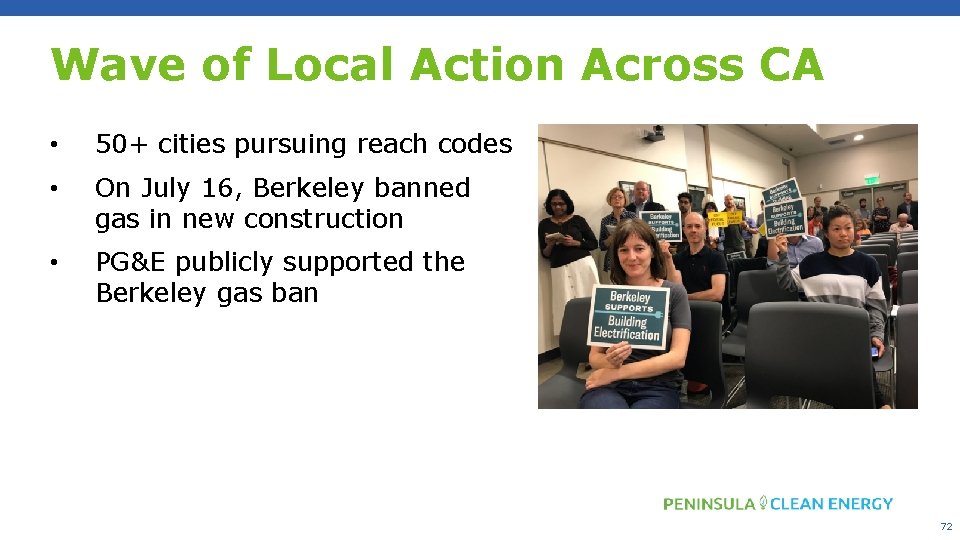 Wave of Local Action Across CA • 50+ cities pursuing reach codes • On