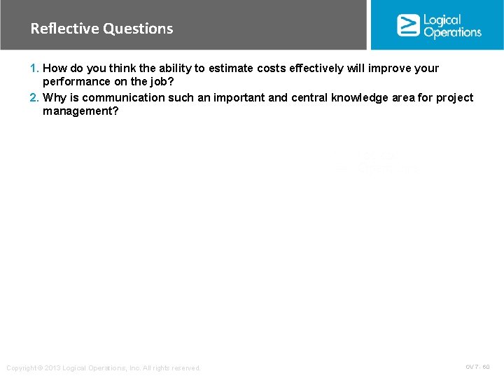 Reflective Questions 1. How do you think the ability to estimate costs effectively will